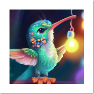 Cute Hummingbird Drawing Posters and Art